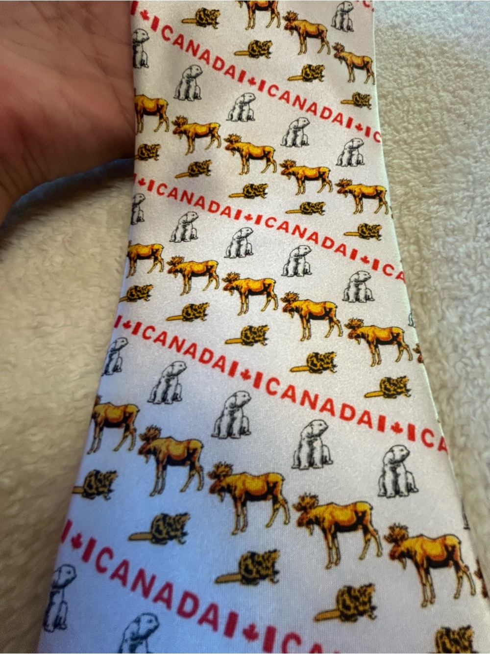 🎁3 for $30 - Canada Motif White Novelty Men's Necktie